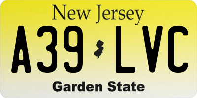 NJ license plate A39LVC