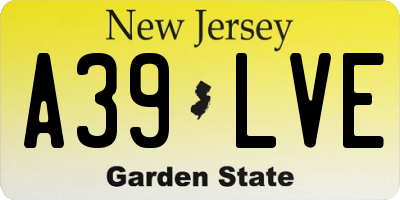 NJ license plate A39LVE