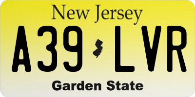 NJ license plate A39LVR