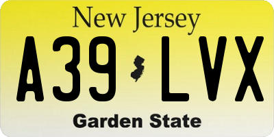NJ license plate A39LVX