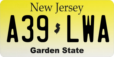 NJ license plate A39LWA