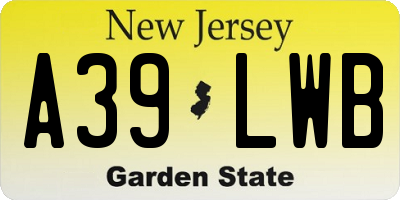 NJ license plate A39LWB