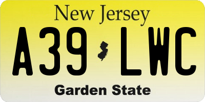 NJ license plate A39LWC