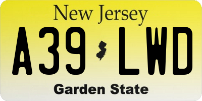 NJ license plate A39LWD