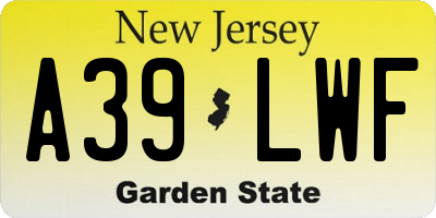 NJ license plate A39LWF