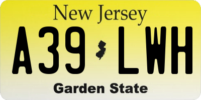 NJ license plate A39LWH