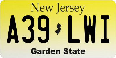 NJ license plate A39LWI
