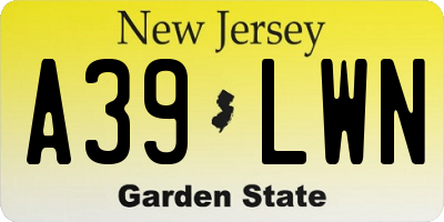 NJ license plate A39LWN