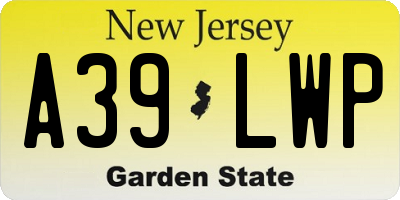 NJ license plate A39LWP