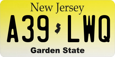 NJ license plate A39LWQ