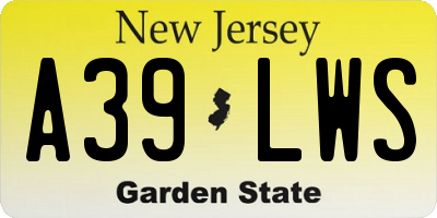 NJ license plate A39LWS