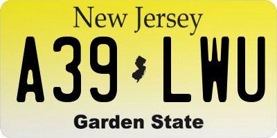NJ license plate A39LWU