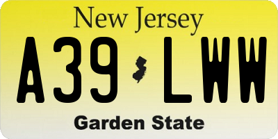 NJ license plate A39LWW