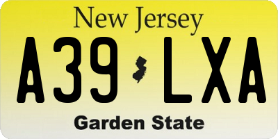 NJ license plate A39LXA