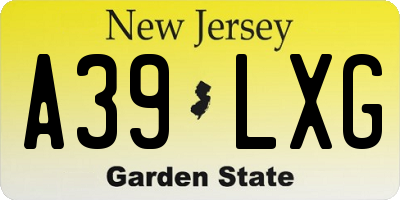 NJ license plate A39LXG