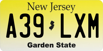 NJ license plate A39LXM