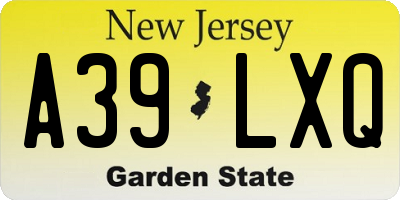 NJ license plate A39LXQ