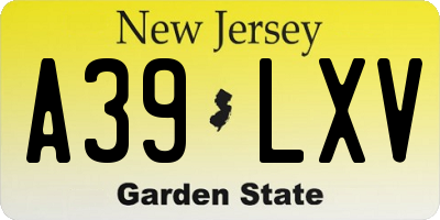 NJ license plate A39LXV
