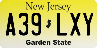 NJ license plate A39LXY