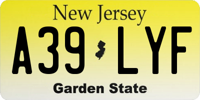 NJ license plate A39LYF