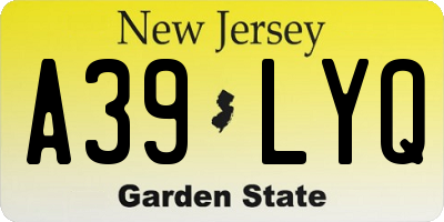 NJ license plate A39LYQ