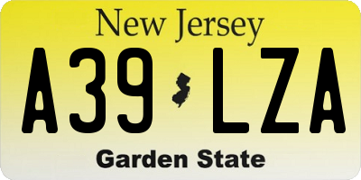 NJ license plate A39LZA
