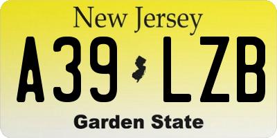 NJ license plate A39LZB
