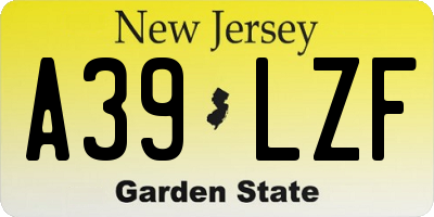 NJ license plate A39LZF