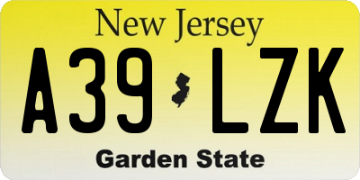 NJ license plate A39LZK