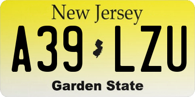 NJ license plate A39LZU