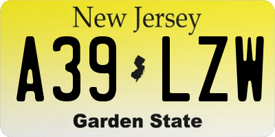 NJ license plate A39LZW