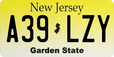 NJ license plate A39LZY