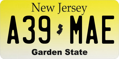 NJ license plate A39MAE