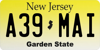 NJ license plate A39MAI