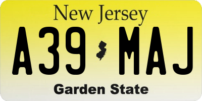 NJ license plate A39MAJ