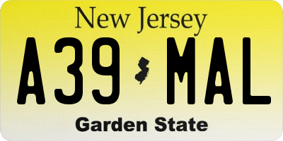 NJ license plate A39MAL