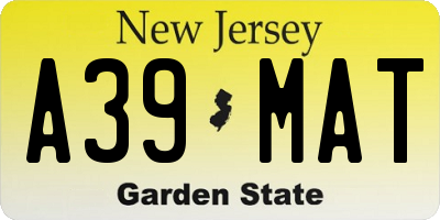 NJ license plate A39MAT