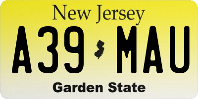 NJ license plate A39MAU