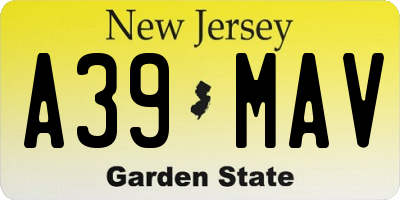 NJ license plate A39MAV