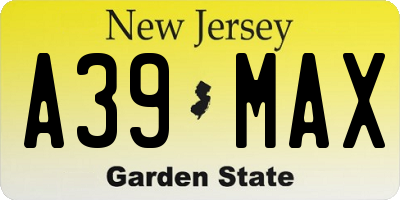NJ license plate A39MAX
