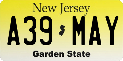 NJ license plate A39MAY