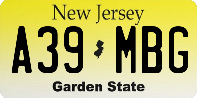NJ license plate A39MBG