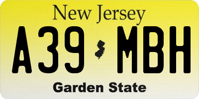 NJ license plate A39MBH