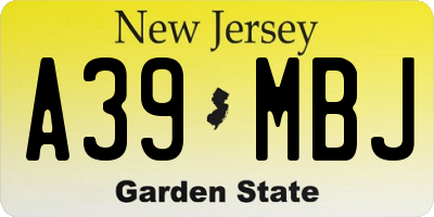 NJ license plate A39MBJ