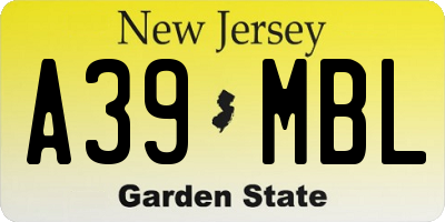 NJ license plate A39MBL