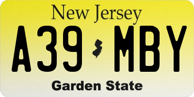 NJ license plate A39MBY