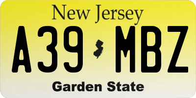 NJ license plate A39MBZ