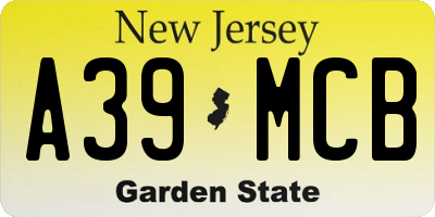 NJ license plate A39MCB