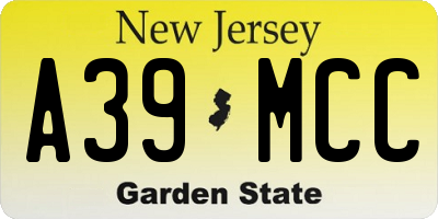 NJ license plate A39MCC