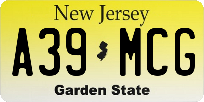 NJ license plate A39MCG